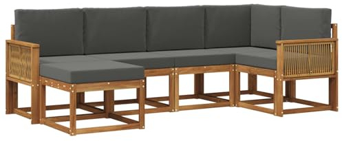 vidaXL Outdoor-Sofagarnitur 6 pcs Natur und Anthrazit Polyester, Garten-Sofa, modernes Outdoor-Komfort-Set, langlebige Sitzgarnitur für Entspannung und Terrasse