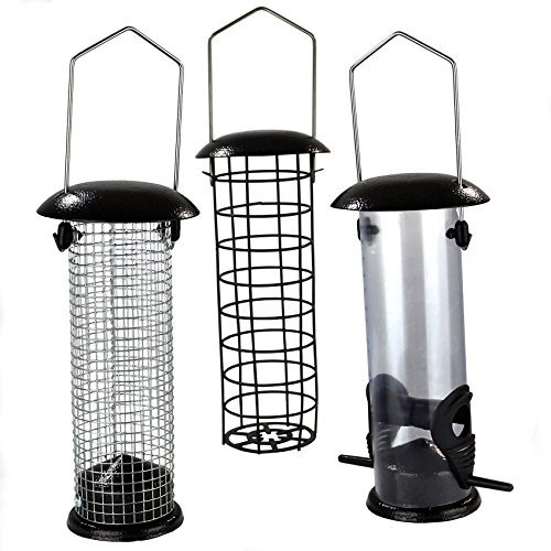 Easipet Metal Wild Bird Feeders, Set of 3 for Seeds, Nuts and Fat Balls