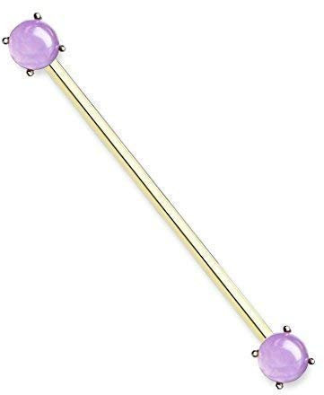 Tapsi´s Coolbodyart® Industrial Barbell Piercing Chirurgenstahl 316L Gold Amethyst