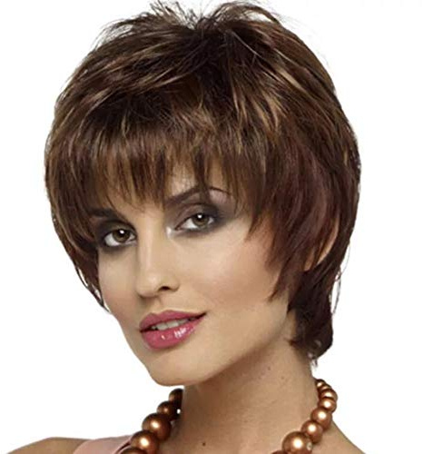 Fleurapance Perücke im Bob-Stil, modische Locken, wellig, synthetisches Material, hitzebeständig, fühlt sich an wie Echthaar