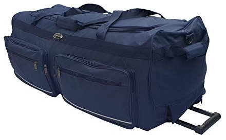 Weiche Reisetasche, Sportkoffer, groß, mit Rollen, Größe L-100L, XL-115L, XXL-150L, XXXL-200L, Schwarz und Blau