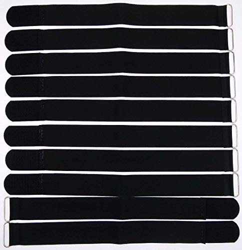 10x 40 cm x 40 mm wiederverschließbare Klett-Kabelbinder SCHWARZ mit Metall-Öse - Kabel-Klettband 400 mm wiederverwendbar