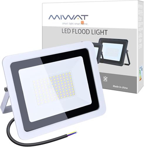 MIWATT 100W LED Strahler 7200LM Außenleuchte Superhell LED Fluter Außenstrahler Flutlicht IP68 Flutlichtstrahler Scheinwerfer Kaltweiß Licht für Garten, Garage