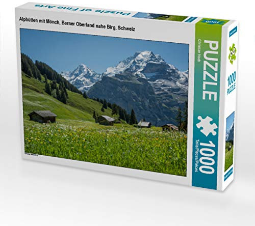 CALVENDO Puzzle Alphütten mit Mönch, Berner Oberland nahe Birg, Schweiz 1000 Teile Lege-Größe 64 x 48 cm Foto-Puzzle Bild von Christian Heeb