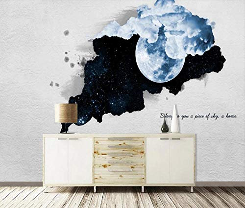Tapete Fototapete 3d Effekt Loch In Der Wand, Wolken, Sternenhimmel Tapeten Vliestapete Wandbilder Wandtapete Wohnzimmer Schlafzimmer Wanddeko 200cmx140cm