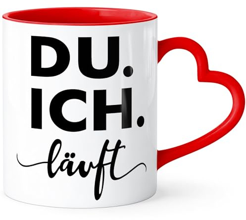 SpecialMe® Tasse mit Herz-Henkel Liebesspruch Du Ich Läuft Geschenk-Idee Liebe Valentinstag Freund/Freundin/Partner Rot Herz-Tasse