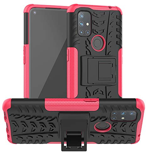 Hülle® Festigkeit Handyhülle mit Kickstand Schutz Kompatibel für OnePlus Nord N10 5G(Rose Rot)