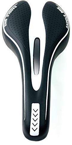 Hallenwerk - Gel Fahrradsitz Fahrradsattel Fahrrad Bike Sattel Radsattel Mountainbike Tourensattel MTB Atmungsaktiv Ergonomisch jurfahr (Weiß & Schwarz)