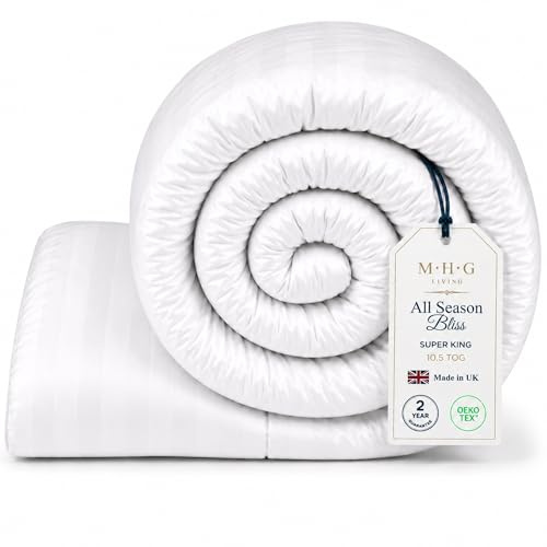 MHG Living 10.5 Tog All Season Microfibre Duvet - Super King (260x220cm) - Medium Weight Hollowfibre Quilt for Year-Round Comfort - Hypoallergenic, Breathable & Machine Washable Bedding