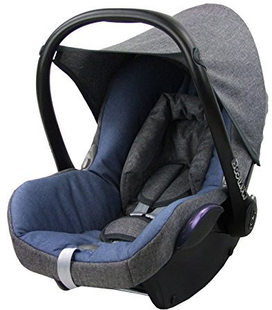 BAMBINIWELT Bezug Ersatzbezug kompatibel mit Maxi-Cosi CabrioFix für Babyschale 6-tlg Komplett-Set hochwertiges Polyestergemisch (meliert grau-blau)