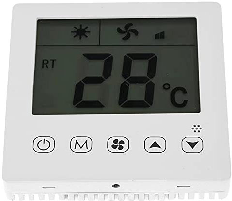 Yuecoom Termostato Intelligente, Termostato AC220V Regolatore di Temperatura Fan Coil Doppio Display per Riscaldamento Acqua/Pavimento,Termostato Domestico Digitale Termostato Da Parete
