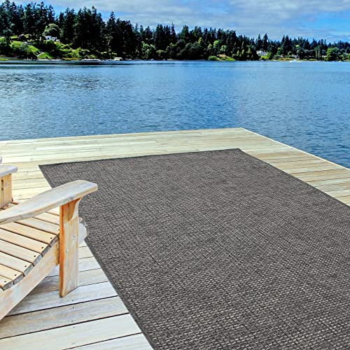 THE RUGS Outdoor Rug – Weather & UV Resistant Outdoor/Indoor Area Rugs - Durable Rugs for Patio, Deck, Garden, Kitchen, Bathroom or Living Room - Dark Grey, 160 x 230 cm