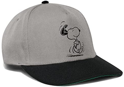 Spreadshirt Peanuts Snoopy Freut Sich Snapback Cap, One Size, Graphit/Schwarz