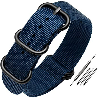 Elegantyl Nato Nylon Uhrenarmband 18mm 20mm 22mm 24mm Stripe Canvas Uhrenarmband Ersatzarmband, 26mm
