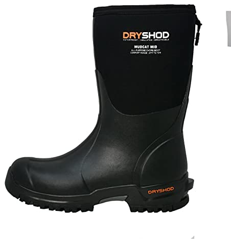 Dryshod Mudcat Rugged Mid-Calf Work Boot | Lighweight | Waterproof | Insulated| Rubber | Men's Size 10