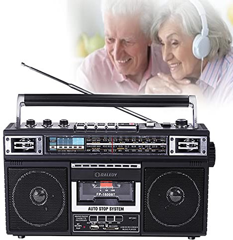 Reproductor Y Grabador De Cinta De Casete Retro Portátil con Am/FM / Sw1-2 Radio De Tres Bandas Altavoz Incorporado Toma De Auriculares De 3,5 Mm Grabación/Transcripción (Negro)