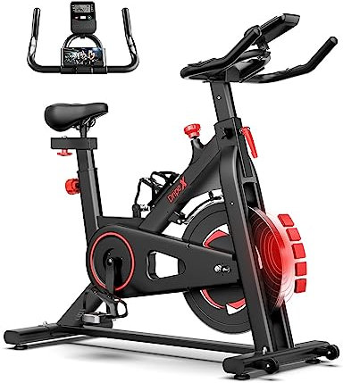 YOLEO Vélo d'appartement 150 kg Vélo Fitness Magnétique avec Ecran LCD Stationnaire d'intérieur Silencieux Résistance Ajustable Support de la Tablette (Rouge)