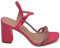 Sandalo Donna Ecopelle Fucsia Gioiello Argento Sabot Aperto Dietro con Chiusura Caviglia Tacco 7cm Incrociato sul Piede (38 EU)
