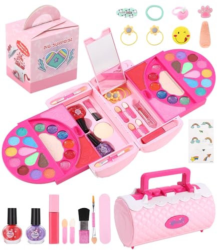 FAOKZE Kinderschminke mädchen, schminkkoffer mädchen, kinderschminke Set mädchen, schminke Kinder mädchen, Kinder schminkset mädchen, schminkkoffer Kinder, für Mädchen 3 4 5 6 7 8 9 10 Jahre