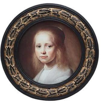 YULINK Kleiner runder Vintage-Bilderrahmen, 7,6 x 7,6 cm, klein, antiker kunstvoller schwarzer und goldener Kreis, für Tischplatte und Wand, Retro-Heimdekoration, altmodische Fotogalerie-Kunst