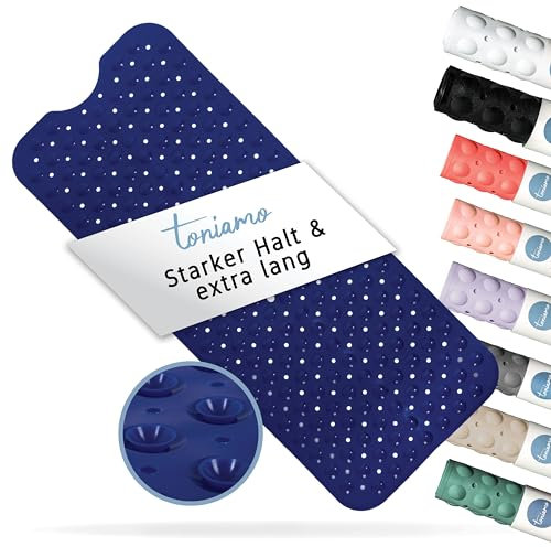 Toniamo Badewannenmatte rutschfest 100x40 cm | Extra Lange Badematte rutschfest | Antirutschmatte Badewanne ohne BPA | Badewannen Matte antibakteriell & maschinenfest | Anti Rutschmatte | Royal
