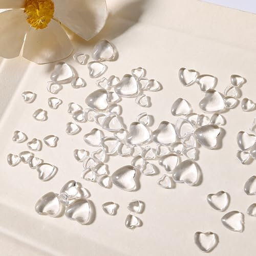3D Herz Nail Art Charms,320 Stück Niedliche Klar Acryl Herz Nail Charms, Flatback Heart Nagel Strasssteine 4mm 6mm 8mm Harz Nagelkunst Dekorationen for Frauen Mädchen DIY Maniküre Zubehör(4mm 6mm 8mm)