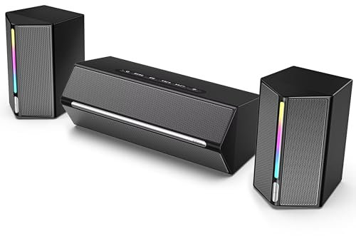 FIFINE Wired Bluetooth Speaker with Subwoofer for PC Laptop Desktop,Computer USB Gaming Speakers with RGB 3.5mm Aux Input Volume Contro for PC Projector Tablet -Ampligame A22