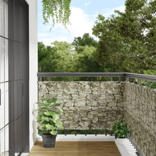 Homgoday Garten-Sichtschutz Zaunblende Sichtschutz Zaun Windschutz Zaun Sichtschutzzaun Balkonabdeckung Balkonverkleidung Steinoptik 400x75 cm PVC