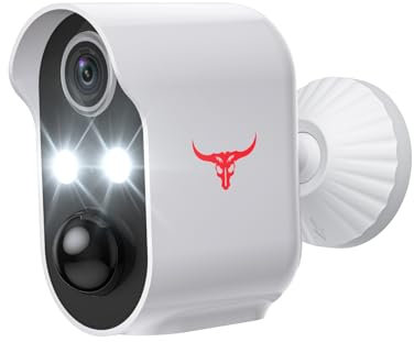 1080p Security Camera Wireless, AI Human Detection, Live View, Night Vision, 2-Way Audio, IP65 Waterproof, Cloud Storage, Indoor/Outdoor Surveillance Bullet Cam, 2-Spotlights