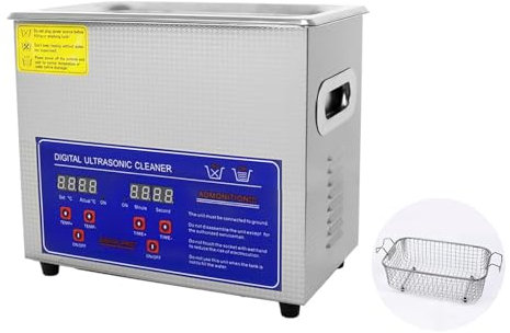 Nettoyeur A Ultrasons,40kHz Nettoyeur Ultrasons Acier Inoxydable Bac avec Chauffage Temps et Température Réglables Appareil pour Bijoux Lunettes Montres Colliers équipements Dentaires (6L)