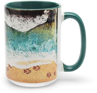 Bedruckte Tasse mit Pfotenabdruck Handgefertigte Keramiktasse Lustige Pfoten-Kaffeetasse für Haustierliebhaber Große Teetasse, Souvenir Cup für Milch, Heißgetränke, Tee Und Kaffee, 15oz