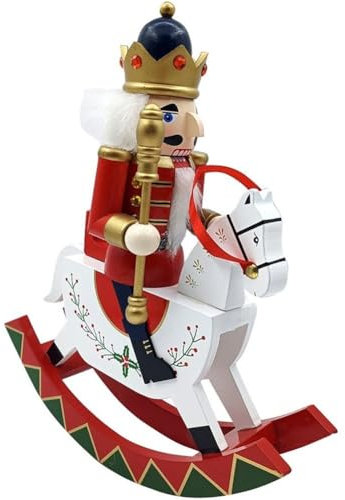 Wudaizhi Hölzernes Schaukelpferd, Nussknacker, Soldat, Nussknackerfiguren Auf Schaukelpferd, Weihnachtsdekoration