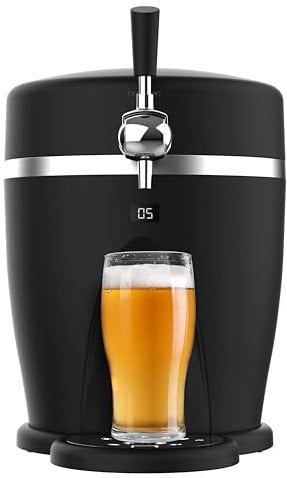Cecotec BeerFlow 5000 - Dispenser per birra da 60 W, gamma di temperatura controllata da 3 a 6 °C, compatibile con fusti universali pressurizzati, 5 l, indicatore temperatura LED, maniglia per il