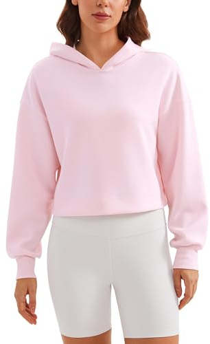 CRZ YOGA SoftAura Felpa con Cappuccio Corta | Texture a Peluria di Pesca, Casual, Vestibilità Rilassata, da Infilare, Sweatshirts da Donna