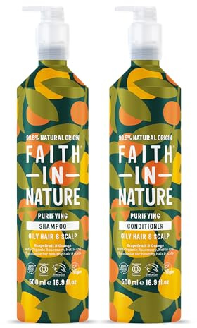 Faith In Nature - Natural Shampoo & Conditioner Set Aluminium Bottles - Vegan & Cruelty Free, No SLS or Parabens - 2 x 500ml, Grapefruit & Orange