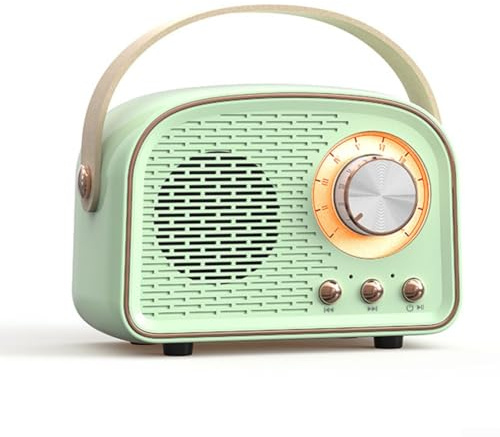 Kabelloser Retro-Lautsprecher mit FM-Radio, tragbar, Musik-Stereo, für Zuhause und Außenbereich (Grün)
