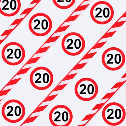 WenmthG Absperrband 20 Geburtstag Deko 20 m Lange, Girlande Deko 20. Geburtstag Mann Frau, Verkehrsschild zum 20. Geburtstagsdeko - Verkehrszeichen 20 Jahre Jubiläum