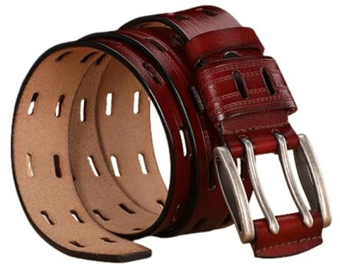 XBECLAY Herren Leder Gürtel 35mm Breit Doppeldorn Männer Gürtel Aus Vollnarbenleder Doppelzinken, Arbeitsgürtel Wide Work Belt Denim Belt(125cm/49, Brown)