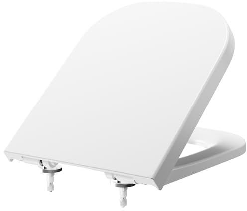 DERW Square Toilet Seat, Soft Close Toilet Seat, Environmentally Friendly Urea-Formaldehyde Resin, Easy One-Button Quick Release for Cleaning, Install with Alignment Guide, Quiet Slow Close, Durable