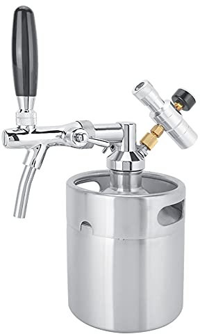 FZCXHONJ Distributeur de bière à fût en Acier Inoxydable de 2 L avec manomètre à 2 Niveaux, Mini fût de bière et fût de café.