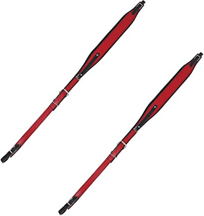 Kisangel 4 Stück Bassgurt schultergurt praktischer Ziehharmonikagurt Instrumentenriemen Akkordeon Zubehör einfacher Ziehharmonikagurt PU-Akkordeon-Dekorriemen Rindsleder rot