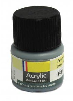 1 pot peinture de maquette : gris fantôme us satine n° 127-12 ml - pour heller - accessoire maquette