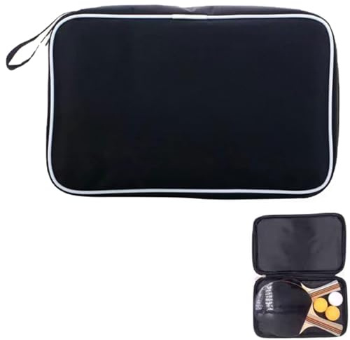 ZHAOYCSH Tischtennis Tasche für Schläger & Bälle,Strapazierfähige Oxford Hülle mit Kratzfestem Schutz (27x17 cm),Leichte Sportbeutel für Tischtennis-Paddel – Langlebige Aufbewahrungstasche in Schwarz