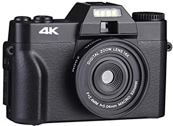 3 Caméra de photographie numérique à écran rabattable 4K Webcam Caméscope Vlog Vintage 48MP Enregistreur vidéo en streaming Grand Angle Filmer, enregistrer, diffuser(32G TF Card,NO Wide Angle Lens)