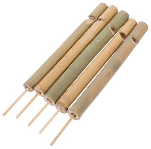 5 Stück Packung Traditionelle Vogelpfeife aus Bambus für Draußen | Realistische Vogelstimm Simulation, Leicht und Tragbar, für Naturliebhaber und Vogelbegeisterte, Beige