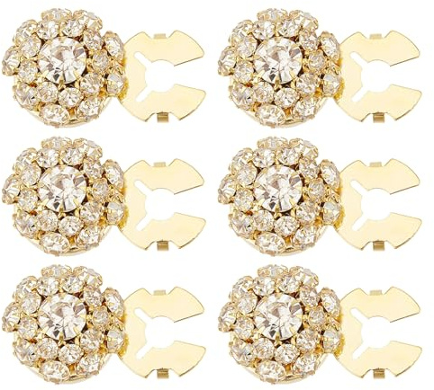 Ylinwtech 6 Pièces Boutons Décoratifs en Strass, Couvre Bouton Chemise Femme, Cache Boutons Strass Détachables pour Chemise, Robe, Manchette, Smoking, Costume, Jupe
