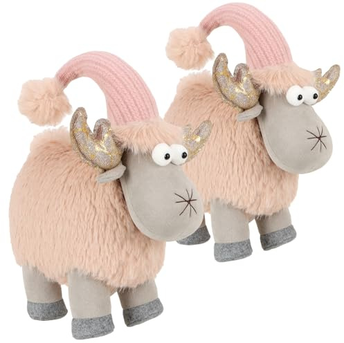 com-four® 2X Rentierfigur für die Weihnachtsdeko, winterliche Elch-Figur | niedliche Dekofigur als Raumschmuck oder Geschenk