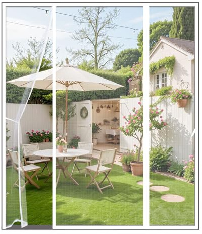 Zanzariera Magnetica per Porta 150x230cm,Doppia Apertura Laterale con Ganci Laterali,Tenda Con Calamita Anti-Zanzare,Installazione Senza Fori,Chiusura Automatica,per Porte Balcone,Bianco