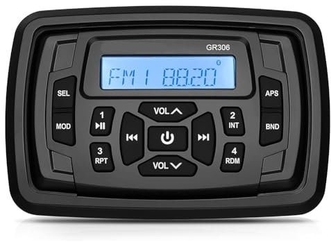 NONDK Marine-Stereo-Bootsradio, Wasserdicht, Bluetooth, FM, AM, Digitaler Medien-Audioplayer für Yacht, Messgerät, ATV, UTV, Wagen, Motorrad