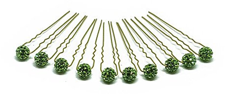 10 x Haarschmuck Strass Kugel - auf goldenen Haarnadeln | PS-HG-Grün